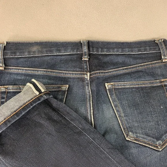 Uniqlo Jeans Mens 30 Dark Wash Selvedge Denim Slim Straight Blue Stretch Zip Fly